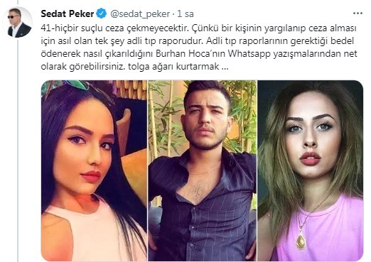Sedat Peker: 'Soylu’nun Arkadaşı Olan Ümitcan Uygun'un Babası, Adli Tıp Raporuyla Oğlunu Kurtardı'